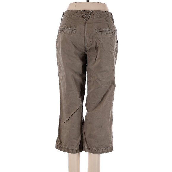 Columbia Mid Rise Cargo Canvas Twill Cropped Capri Beige Khaki Wide Leg Pants 8 - Picture 2 of 2